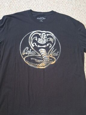 Cobra Kai Black Graphic Tee with Metallic Gold Logo